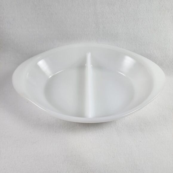 Rare Glasbake Vintage Snowflake separated milk glass Dish White - Picture 2 of 12
